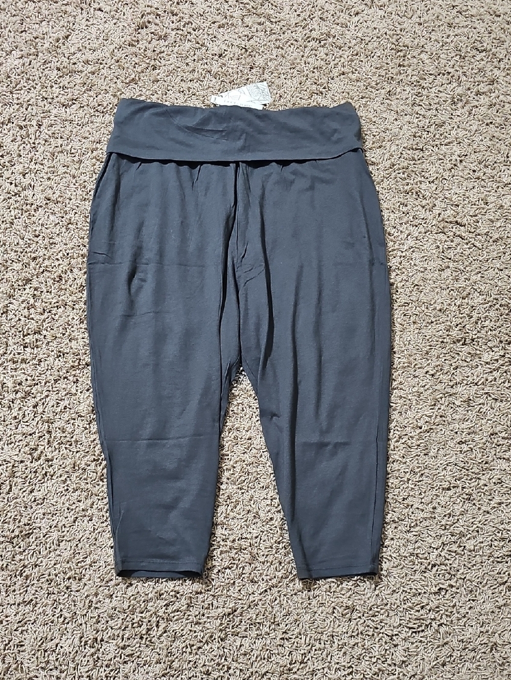 NWT Grey State Capri Fold Over Modal Blend  Large Relaxation Pants